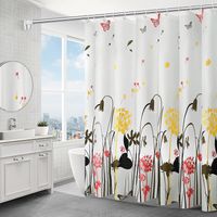 Duschvorhang ohne Bohren, kariert, PEVA, schimmelresistent, wasserdicht, 150 x 200 cm
