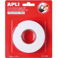 Doppelseitiges Klebeband apli Schaum 3D weiß 19 mm