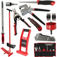 Kit outils plaquiste pro - 10 Outils - Couteau isolant - Cale plaque - Pince - Cutter - Cisaille - Scie cloche - Porte embout