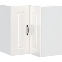 Armoire murale d'angle de cuisine Meuble de cuisine Kalmar blanc brillant