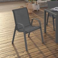 Lote de 4 sillas apilables de metal y textileno LYMA gris antracita