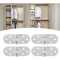 Paquet de 4 Charnières à Battant 180° Zinc Alloy 0,09in pour Table Folding Hinge Blanc Chromé