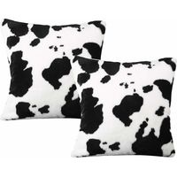 2 Pcs Taies d'oreiller Coussin Oreiller en Peluche Couverture Peau de Vache Motif Taie d'oreiller Maison Bureau Décor