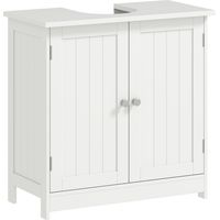 Meuble sous lavabo, meuble de salle de bain placard à 2 portes, étagère réglable, anti-humidité, 60 x 30 x 60 cm, blanc