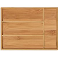 Relaxdays – Range-couvert en bambou 4 compartiments – Dimensions HxLxP 5 x 26 x 35,5 cm – Organisateur de tiroir pour cuisine – Design naturel