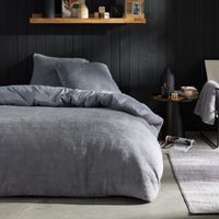 Parure de lit - TODAY - Teddy - 2 personnes - 220 x 240 cm - Gris uni