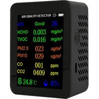 Portable air quality meter 9 in 1 PM2.5 PM10 CO CO2 TVOC HCHO AQI temperature and humidity tester color screen carbon dioxide detector with time display function and