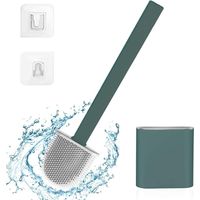 ZOLGINAH Brosse de Toilette en Silicone, Brosse WC Brosse WC Silicone Flexible Très approprié pour Les Coins et Les Petits espaces Entre Les Toilettes et Le Mur(Vert)
