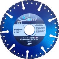 Diamwood – Disque diamant multiusage 125 mm – Alésage 22,23 mm – Épaisseur 1,4 mm – Pour béton, métal, bois, PVC – Coupe à sec, corps ventilé