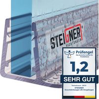 STEIGNER Joint de douche pour paroi en verre, 1200cm, vitre 6/ 7/ 8 mm, joint d'étanchéité PVC droit pour les cabines de douche réctangulaires, UK14