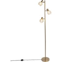 Qazqa – Lampadaire LED doré 3 lumières orientables – Hauteur 150 cm – Base diamètre 21 cm – Pour ampoules E14 40W max