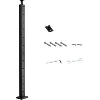 Mophorn Ringhiera per recinzione da balcone 1067x108x68 mm per giardino, terrazza o ponte in acciaio inox, kit di palo per balaustrata da esterno, nero