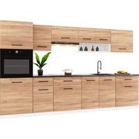 Cuisine complète VIKI BOIS chêne 300 cm avec colonne four 9 éléments 18 mm