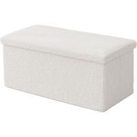 Folding Storage Bench, Teddy Fabric, Seats 2