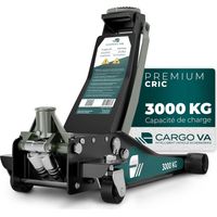 CargoVA Cric rouleur hydraulique 3T, profil bas 75–505 mm, kit professionnel avec tapis et 2 patins en caoutchouc, adapté aux SUV et véhicules surbaissés