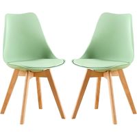 2 Chaises Tulipes Salle à Manger Scandinaves Bm Home Salle de Bureau, Pieds en Bois de Hêtre Massif, Couleur VERTE