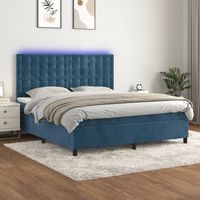 Letto a Molle con Materasso e LED Blu Scuro 180x200 cm vidaXL