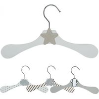 Lot de 30 cintres en bois 28 cm pour bébé, enfant avec crochet pivotant - Cintre blanc et étoile beige - Monsieur Bébé