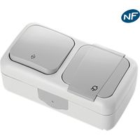 Va et vient + Prise 2P+T étanche IP54- Viko by Panasonic - Gris - NF