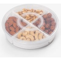 Contenitore Rotondo in Plastica con 4 Comparti Organizer per Alimenti Scomparti