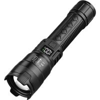 Lampe de Poche LED Étanche, USB Rechargeable Zoom Torche, pour Camping Randonnée Chasse