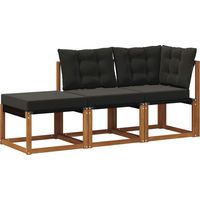 vidaXL Canapés modulaires d'extérieur 3 Pièce Naturel et Noir