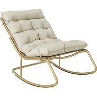 Sedia Dondolo Esterno, Seduta 63 cm, Cuscino incluso, Colore Khaki.