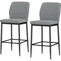 Tabourets Hauts Lot de 2 Tapisserie Velours Pieds Acier Bar Cuisine 41x52x97 cm Gris