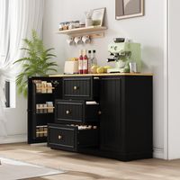 Sideboard moderne élégant avec 3 tiroirs et portes style réfrigérateur – Buffet pour salle à manger, salon et entrée