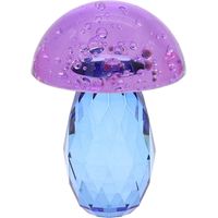 Briefbeschwerer in Pilzform aus violettem und blauem Glas, farbenfrohe und moderne Dekoration
