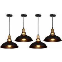 Juego de 4 lámparas de araña colgantes industriales, lámpara de techo Retro, accesorio de iluminación de pantalla de Metal de hierro, 27cm, color negro