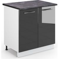 Mobile lavello cucina Fame-Line, Antracite lucido, 80 cm con ripiano, PL Antracite, Vicco