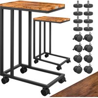 CASARIA® Side Table Coffee with Castors Metal MDF Wooden Look Bed Night Stand Care 2x Black