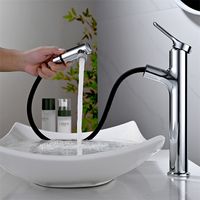 Detbom – Mitigeur de lavabo haut avec douchette extractible – Finition chrome – Hauteur 320 mm – Installation monotrou – 2 jets pour usage professionnel