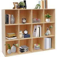 Bibliothèque à 3 étages, 12 compartiments, séparateur de pièce, rectangulaire, étagère de rangement pour salon, chambre à coucher, bureau, chambre d'enfant, 120 x 30 x 90 cm, couleur bois