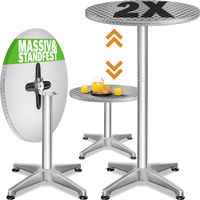 CASARIA® 2er Set Stehtisch Klappbar Höhenverstellbar 70cm / 115cm Hoch Aluminium Rund Ø 60cm Wetterfest Indoor Outdoor Bistrotisch Biertisch Partytisch