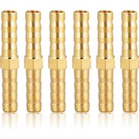 6PCS Raccord de tuyau 6mm en laiton, Raccord de tuyau en laiton 6mm(1/4"),Raccord droit à barbes Raccord de tuyau en laiton Raccord de douille Raccord fileté Raccords en laiton
