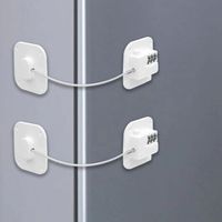 White Code Combination Fridge Door Lock, 2 Pack Child Safety Window Lock with Adhesive for Fridge Cupboard Cabinets, Keyless