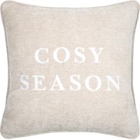 Coussin décoratif avec message brodé "Cosy Season" Beige 45x45 cm