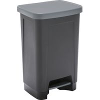 SUNDIS Step Bin, pattumiera con pedale 50L, rettangolare, in plastica riciclata, nero e antracite, per cucina, ufficio, lavanderia, garage, officina