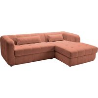 ARLETTE - Canapé d'angle tissu chenille 4 places Droit - Terracotta