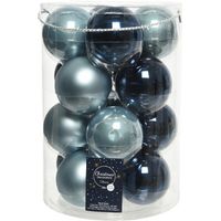 Boules de Noël en verre à suspendre 8 cm Bleu Lot de 16