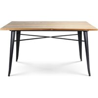 factory Tisch 140 x 80 cm aus mattschwarzem Metall und heller Holzplatte