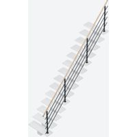 Rampe pour escalier droit GOMERA alu gris anthracite main courante hêtre