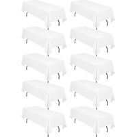 Paquet de 10 nappes rectangulaires,153x260cm Nappe Blanche en Polyester pour Tables rectangulaires de 6 Pieds, résistantes aux Taches et aux Plis pour Mariage, Restaurant, fête, Banquet