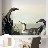 Papier peint intissé mural pour salon chambre à coucher tendance et originale - Colle incluse gratuite Oiseaux au bord de l'eau 104x70 cm