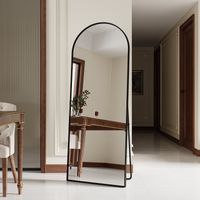 Miroir sur pied 165x60 cm, miroir de sol arqué suspendu ou mural avec cadre en métal pour salon, chambre ou salle de bain - Noir
