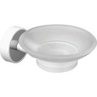 Portasapone a muro con supporto in acciaio inox e abs bianco e ciotola in vetro NICO-B kamalu