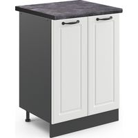 Meuble bas de cuisine R-Line, Blanc campagne, 60 cm , PT Anthracite, Vicco