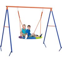 Altalena da Giardino a Nido per 1-2 Bambini in Metallo Rinforzato, 196x172x180cm, Multicolore